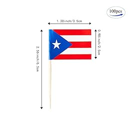 Puerto Rico Flag Puerto Rican Flag, Small Mini Puerto Rican Toothpick Flags for Food, Cupcakes, Cocktails, Appetizers, Bar Party Decorations