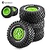 Chanmoo 1/8 RC Short Course Truck Tires and Wheels 17mm Hex OD 140mm 1/7 All Terrain Off Road Tyres for 1:7 1:8 RC Buggy Truck Car HSP TRAXXAS UDR DF7 FS Atom ARRMA Mojave YK4072 DF7 4PCS (Green)