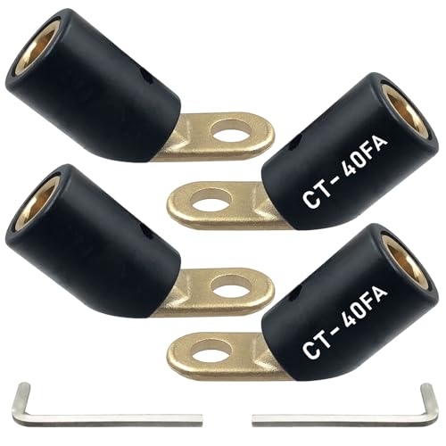 Image of 2PK CT-40FA Welding Terminal Connector, Welding Lug Connector Adapter, Terminal Lug for Lenco Style LC-40 LC-40HD Male Leads Connectors, 17 /32 inch Stud Hole, Angle 45, 08030