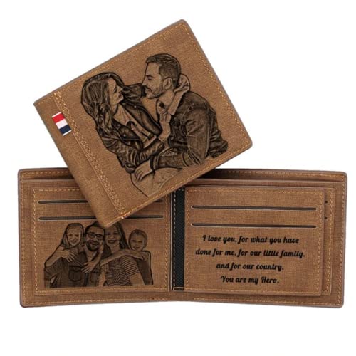 Customized Men Wallet with Name and Picture, Personalized Wallet for Men with Photo & Text, Gifts for Husband BF Dad Son Groomsmen. (Two-Sided Picture)2