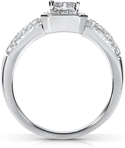 Kobelli Princess Diamond Wedding Set 3/4 carat (ctw) in 14k White Gold - 3 Piece Set