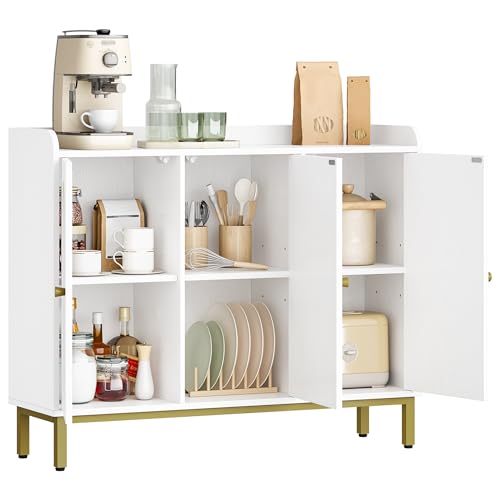 Hzuaneri Buffet, Meuble de Rangement, Meuble de Salle de Bain, Buffet de Salon avec 3 Portes Galbées, Étagères Réglables, Convient pour la Cuisine et Le Salon, 30 x...