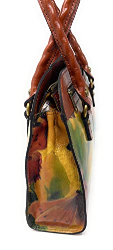 Image of Patricia Nash Leather Calvi Satchel, Watercolor Butterfly