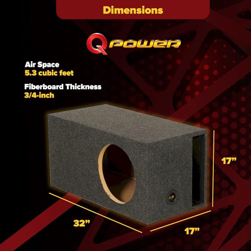 Q Power 15 Inch Heavy Duty Single Vented Carpet Covered Durable Car Audio Extra Large Vehicle Subwoofer Enclosure Woofer Box, Charcoal Gray by Q-Power - Image 5