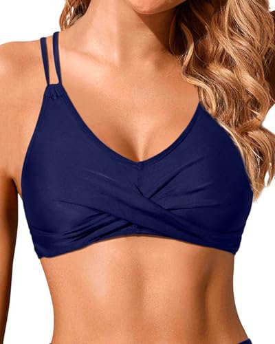 Image of Holipick Twist Front Bikini Tops for Women - Push Up Bathing Suit Top Padded Swimsuit Top