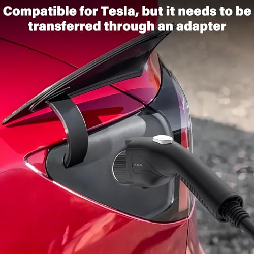 J&D Level 1-2 EV Charger, Portable Electric Vehicle Charger, NEMA 6-20 Plug with NEMA 5-15 Adapter, 110-240V 16A SAE J1772 Standard, 25 Feet