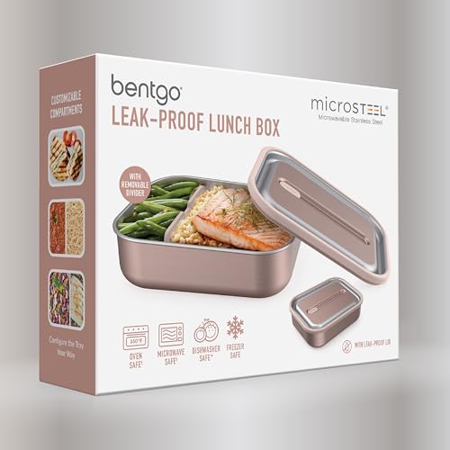 Image of Bentgo MicroSteel Leak-Proof Bento Lunch Box, Microwave & Oven-Safe