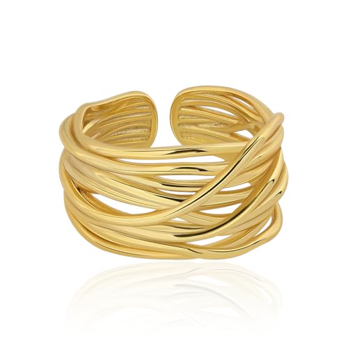 Bagues or pour femmes cadeau idéal bague tendance réglable martelée