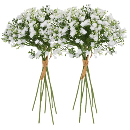 Flores artificiales de plástico paniculata de 33 cm blancas para decoración de interiores 4
