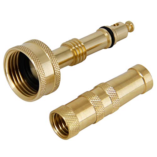 Atdawn Brass Hose Nozzle, Heavy-Duty Brass Adjustable Twist Hose Nozzle, 2 Pack (3.5") #TOP1