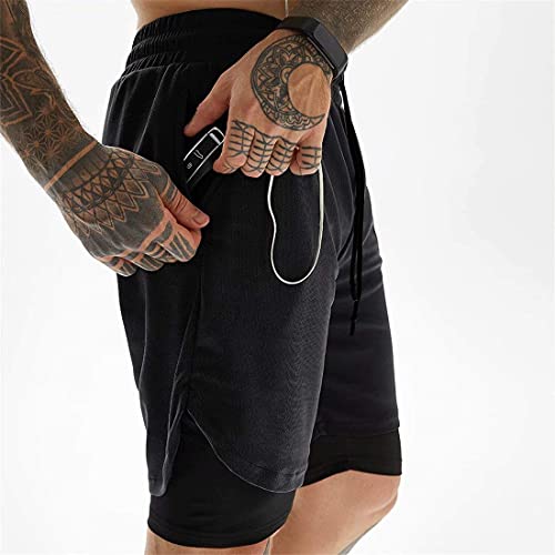 ASKSA Shorts esportivo masculino 2 em 1 corrida ou academia secagem rápida respirável shorts de trei