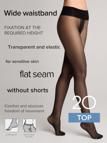 Image of Conte Tights Sheer to Waist Hipster Low-Rise Pantyhose with Adjustable Belt, Top 20 Den