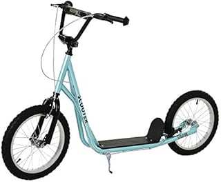 HOMCOM Teen Kids Stunt Scooter Children Kick Scooter Adjustable Handlebar 2 Brakes Ride On 16 Inch Rubber Tyres Blue