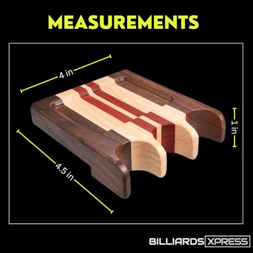 BILLIARDS XPRESS Pool Stick Holder, Portable Cue Stick Claw Rack Holds Cues Against Table, Bar or Chair – Weighted Solid Wood with Rounded Edges and Non-Slip Pad (3 Wood, 3 Cue Holder)