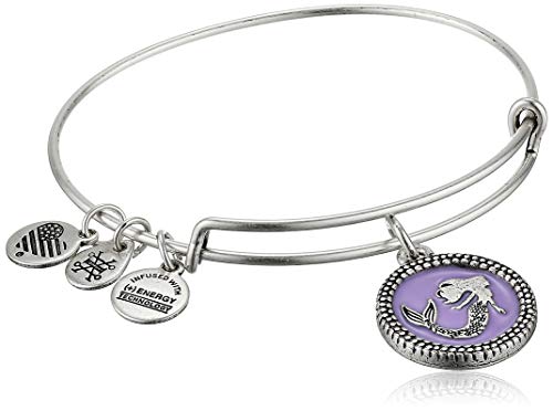 Alex and Ani Women's Color Infusion Mermaid Charm Bangle Bracelet, Rafaelian Silver, Expandable