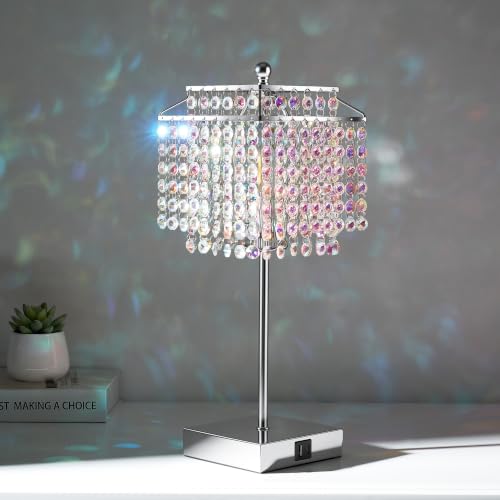 Image of Luvkczc Multicolor Crystal Touch Table Lamp, Bedside Lamps Nightstand Lamps