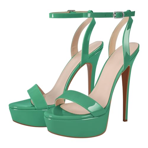 Image of Platform Stiletto High Heels for Women, Round Open Toe Ankle Strap Sexy Heeled Sandals for Wedding Party Dress