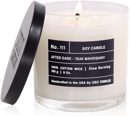 Lulu Candles | After Dark - Mahogany Teak | Luxury Scented Soy Jar Candle | Hand Poured in The USA | Highly Scented & Long Lasting- 6 Oz.