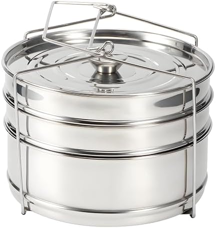 Stackable Stainless Steel Insert Pans, 6Qt Instant Pots Accessories 3 Tier Steamer Cooker Pot Set Cook Food Pressure Pot Accessories