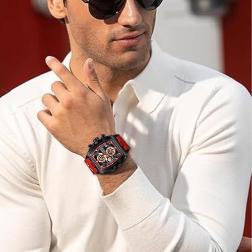 Image of LIGE Mens Watches Luxury Tonneau Watches for Men Waterproof Analog Watch Chronograph Calendar Date Men's Dress Business Work Watch Large Square Face Wristwatch