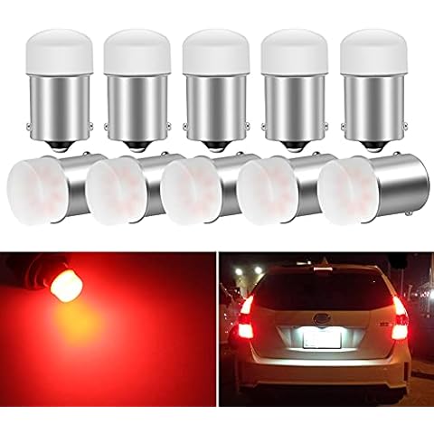DuaBhoi 1156 Led Bulb BA15S P21W 7506 1141 1003 7073 3497 3014SMD Replacement for Car RV Camper Brake Reverse Backup Rear Tail Stop Interior Indoor Light Red 10PCS Cover