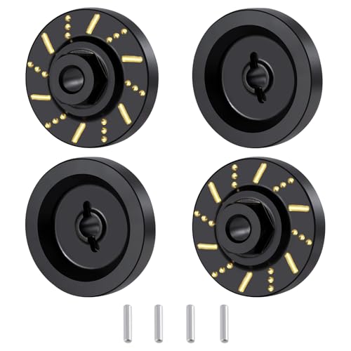 JGGZONE 4PCS Metal Brass Counterweight Wheel Hex Hub Black Coating Brass Wheel Adapter for 1/18 FMS Atlas 6x6 1/24 FMS 1/24 FCX24M RC Car Upgrade Parts