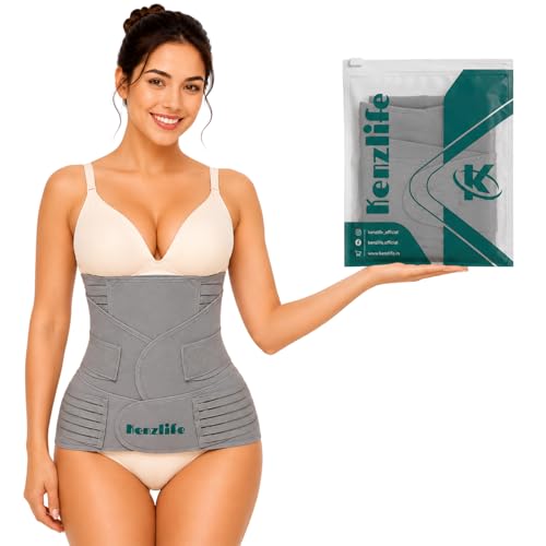 Image of Kenzlife 3 in 1 Post Pregnancy Belt for Women after Normal Delivery and C-Section Abdomen & Belly Wrap, Postpartum Recovery Belt for Belly, Waist & Pelvis Support | Free Size 30 inch-46 inch Inch (3 in 1 (Grey))