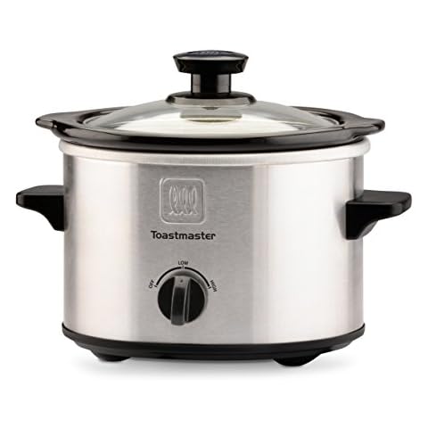 Toastmaster TM-151SC Stainless Steel Slow Cooker with Removable Stoneware Bowl, 1.5-Quart, Silver/Black Cover