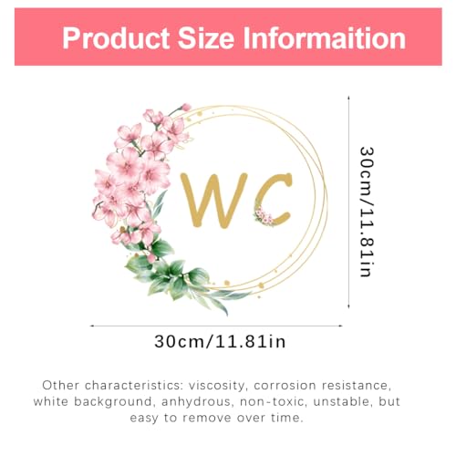 MenYiYDS 1 Pcs Türaufkleber Badezimmer Toilette Badewanne Pflanze Blumen Englisch WC Wandaufkleber Badezimmer Toilette Dekoration Wandsticker selbstklebend