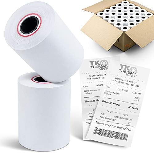 TK Thermal King, 2 1/4" x 85' Thermal Credit Card Receipt Paper for POS machine fits Verifone vx810, 50 Rolls