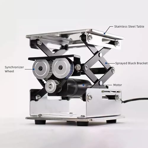 Electric Stainless Steel Lifting Platform, Small Laboratory Lifting Stand Remote Control Adjustable Lifter Moving Load 10KG (200x200MM)