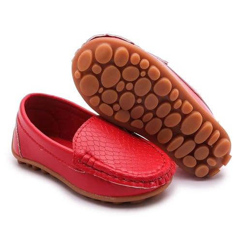 image for LONSOEN Toddler/Little Kid Boys Girls Soft Synthetic Leather Loafer Sl