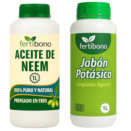 Fertibono - Jabón Potásico y Aceite de Neem - 1L + 1L - Limpieza y Cuidado Natural para Plantas y Jardín - 100% Ecológico y Biodegradable