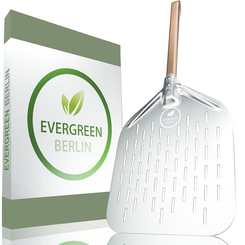 EVERGREEN BERLIN® - Pizzaschieber - DAS ORIGINAL - Pizzaschieber perforiert - Pizzaheber aus Alu und Buchenholz - Pizzaschaufel perforiert für Pizza Passion - Pizzawender - Pizza Schieber - Pizza Peel EVERGREEN BERLIN® - Pizzaschieber - DAS ORIGINAL - Pizzaschieber perforiert - Pizzaheber aus Alu und Buchenholz - Pizzaschaufel perforiert für Pizza Passion - Pizzawender - Pizza Schieber - Pizza Peel