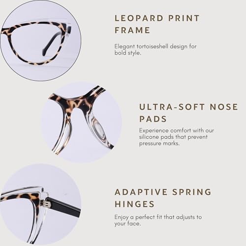 Blue Blockers Glasses for Women, Bluelight Glasses with Cat Eye Frame for Style, Comfort, Eye Strain Relief