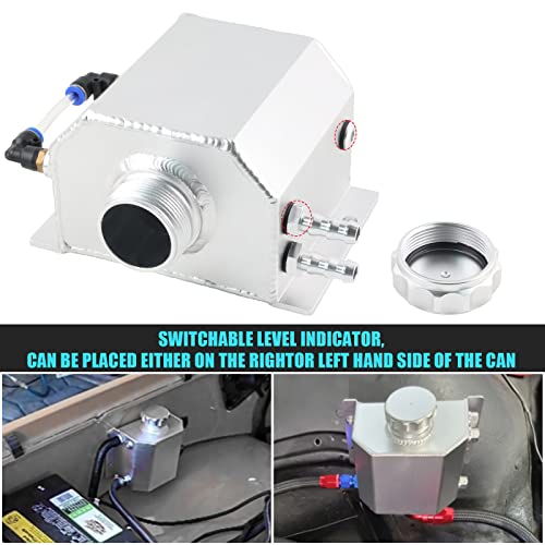Bagaraatan Universal 1L Coolant Radiator Tank,Coolant Overflow Tank Radiator Overflow Tank,Expansion Tank Recovery Water Tank Reservoir (Silver) #TOP5