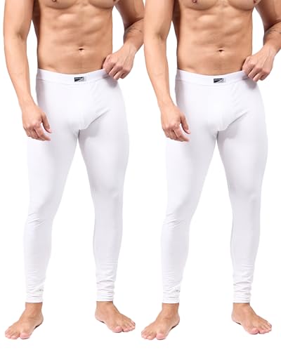 Listado de Ropa de Deportes de invierno para Hombre los mejores 5. 49 Alfani - Paquete 2 Pantalones Termicos Premium Hombre, Pantalón Afelpado Polar, Ropa Interior Invierno Deportiva, Suave, Calientita, Secado Rápido Y Protección UV-Blanco-G