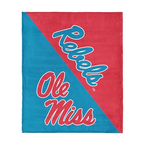 Northwest NCAA Ole Miss Rebels Halftone Silk Touch Throw Blanket, Ultra Soft Plush Polyester, Lightweight Warm Decorative Fan Gift, 46 x 60 in