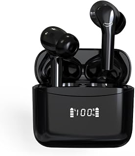 Wireless Earbuds, Bluetooth 5.3 Wireless Headphones with ENC Deep Bass，LED Charge Indicator, 60H Bluetooth Earbuds with HiFi Stereo Bluetooth Earphones Waterproof for Running Sport Gym Workout Black