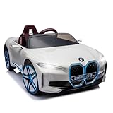 Licensed BMW I4, 12V Kids Ride on Car, Electric Car for Kids W/Parent Remote Control, Three Speed Adjustable, Power Display, MP3, USB, Bluetooth, LED Light, Two-Point Safety Belt, White