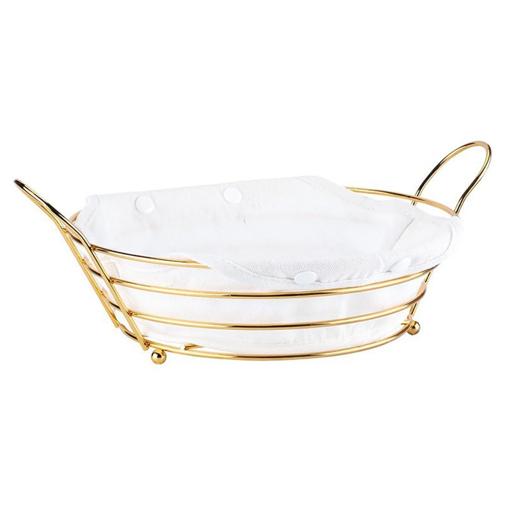 Fuhjythy Iron Bread Basket Harvesting Basket Serving Bread Basket Iron Cake Basket Food Basket With Liner