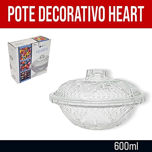 Hauskraft PTCH-028 Potiche Decorativo Heart, Incolor, 18 cm