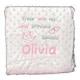 mibebestore - Manta Bebe Personalizada con Nombre Bordado, Cochecito o capazo. Medidas 80x110 cm. Tacto Terciopelo. Regalo Baby Shower (Frase 1)