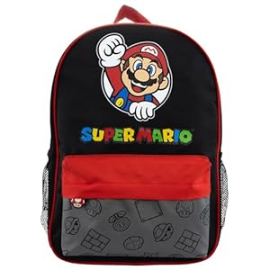 Super Mario Backpack | Boys School Bag | Boys Back Pack | Black One Size