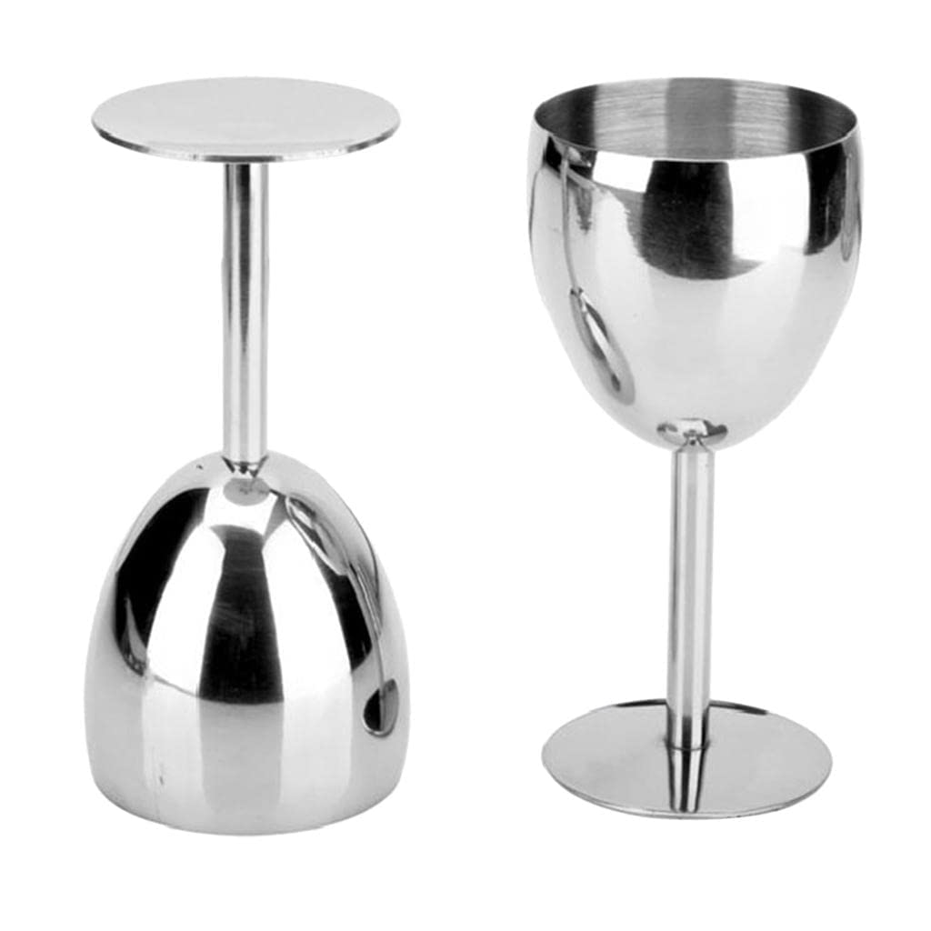Betools4Me2 Stainless Steel Goblet (Wine) Glass Set of 2 Drinking Mug 145mm with 250ml
