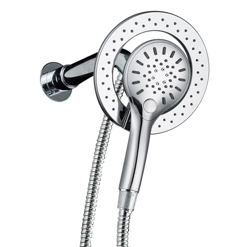Magnetic Shower Head with Handheld, Dual Hand Held Shower Head and Rain Showerhead 2 in 1, High Pressure 6 Settings Detachable Magnet Shower Heads with Hose, Bellearly