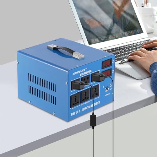 5000W Voltage Converter Auto Transformer Duty Step Up/Down Power Converter Transformer 110/120/220/240V with 3 US Outlets,3 Universal Outlets, LCD Display, Circuit Breaker Protection (DT-5000VA) - Thumbnail 2