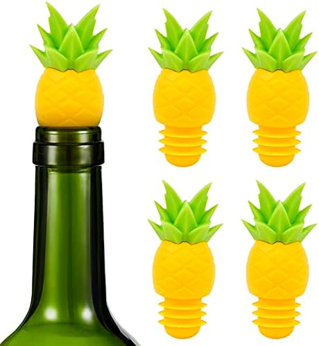 DIMROM Pineapple Wine Stoppers for Wine Bottles - 4Pcs Leakproof Pineapple Wine Topper Funny Wine Stoppers Wine Bottle Stoppers