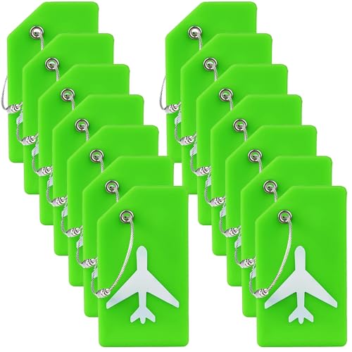 Image of Gostwo 14 Pack Silicone Luggage Tags for Suitcases, Plane Travel Essentials