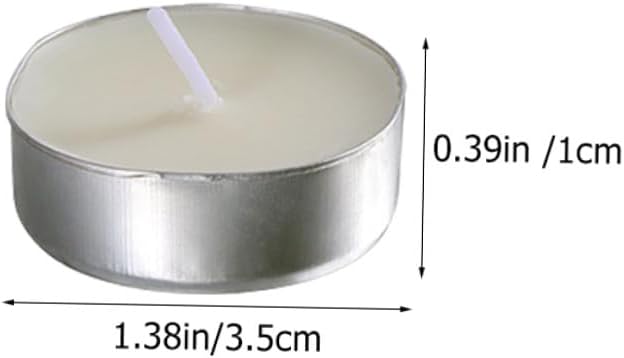 50 Count Round Tea Light Candles White Paraffin Smokeless Clean Burning